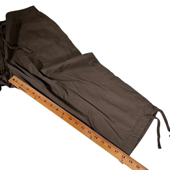 NEW J.Jill Womens Brown Drawstring Waist Wide Leg Cropped Utility Pants Size 10 - Picture 9 of 12